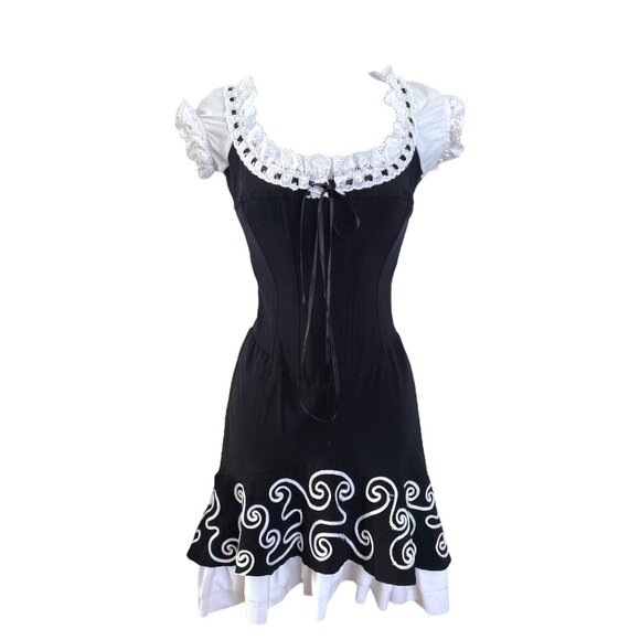 Mara Margo Paris Corset Mini Milkmaid Dress Small-S Black White -EU38-Small/S - Picture 3 of 16